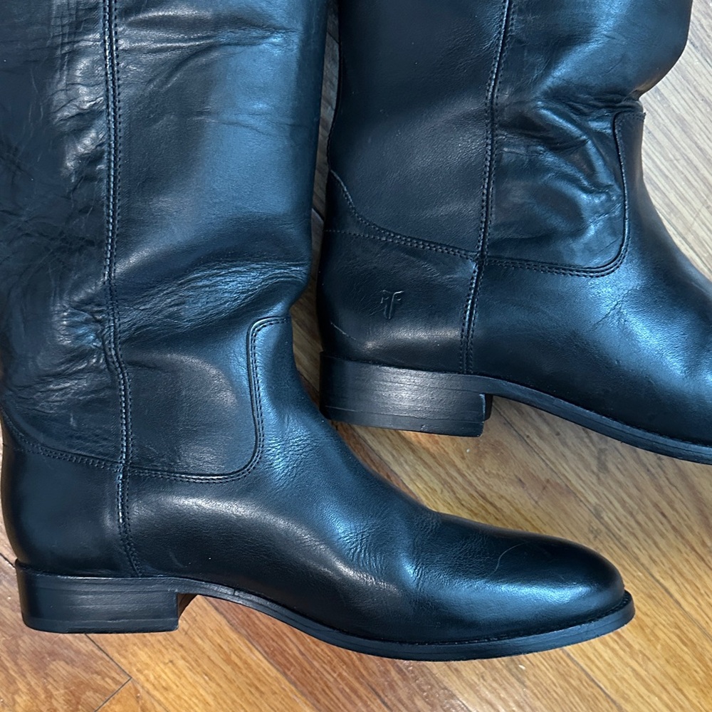 Frye Black Leather Knee-High Boots - Picture 10 of 11